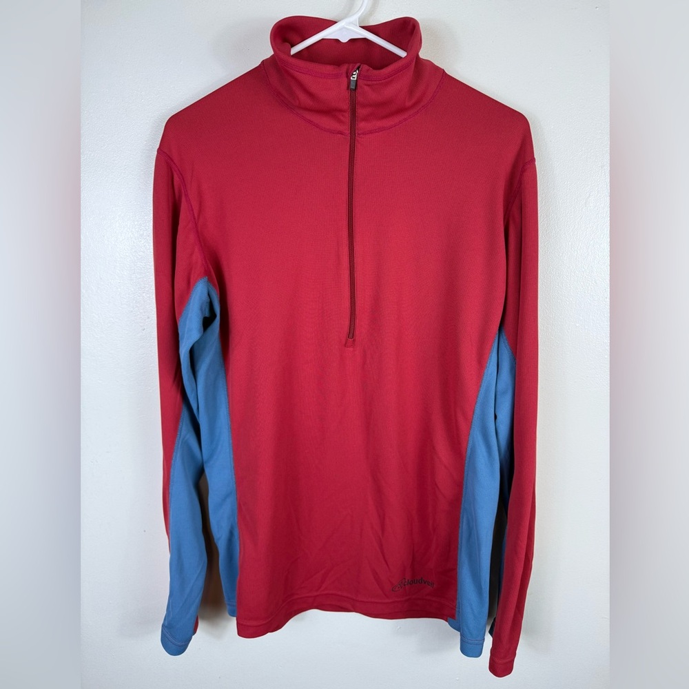 Cloudveil Mens Running‎ Mock Neck Baselayer Shirt 1/2 Zip Large Red Performance